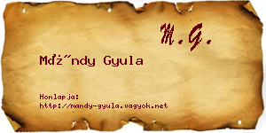 Mándy Gyula névjegykártya